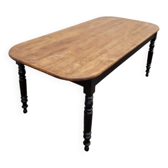 Table de ferme bistrot style louis philippe ovale patiné - 1m90