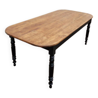 Louis philippe style oval patinated farmhouse bistrot table - 1m90
