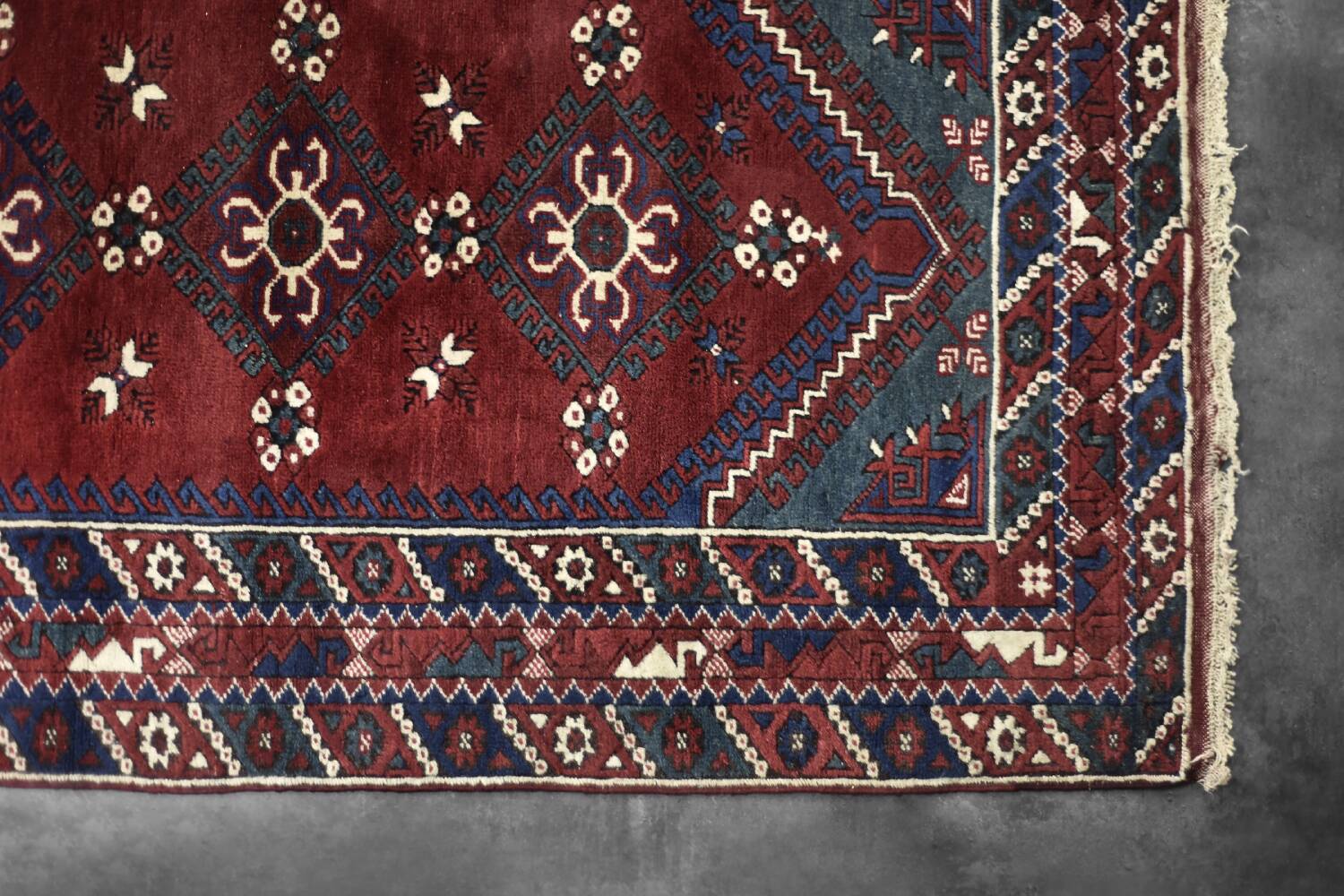 Vintage Red Hand-Woven Oriental Afghan Rug, 1970s