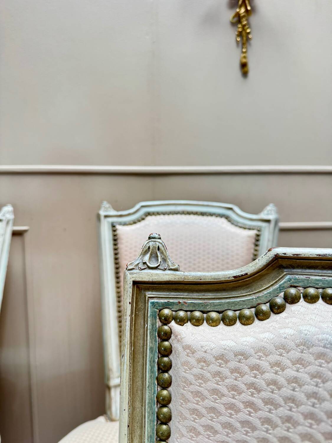 Set of Six Louis XVI Style Lacquered Wood Chairs, 19th Century