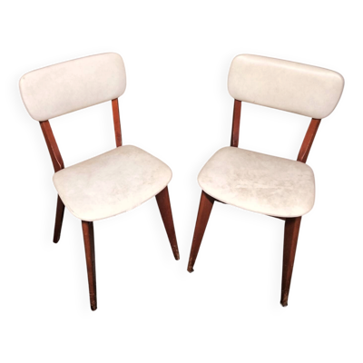 Paire de chaises vintage années 50/60 – Bois et skaï