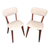 Pair of vintage chairs from the 50s/60s – Wood and faux leather