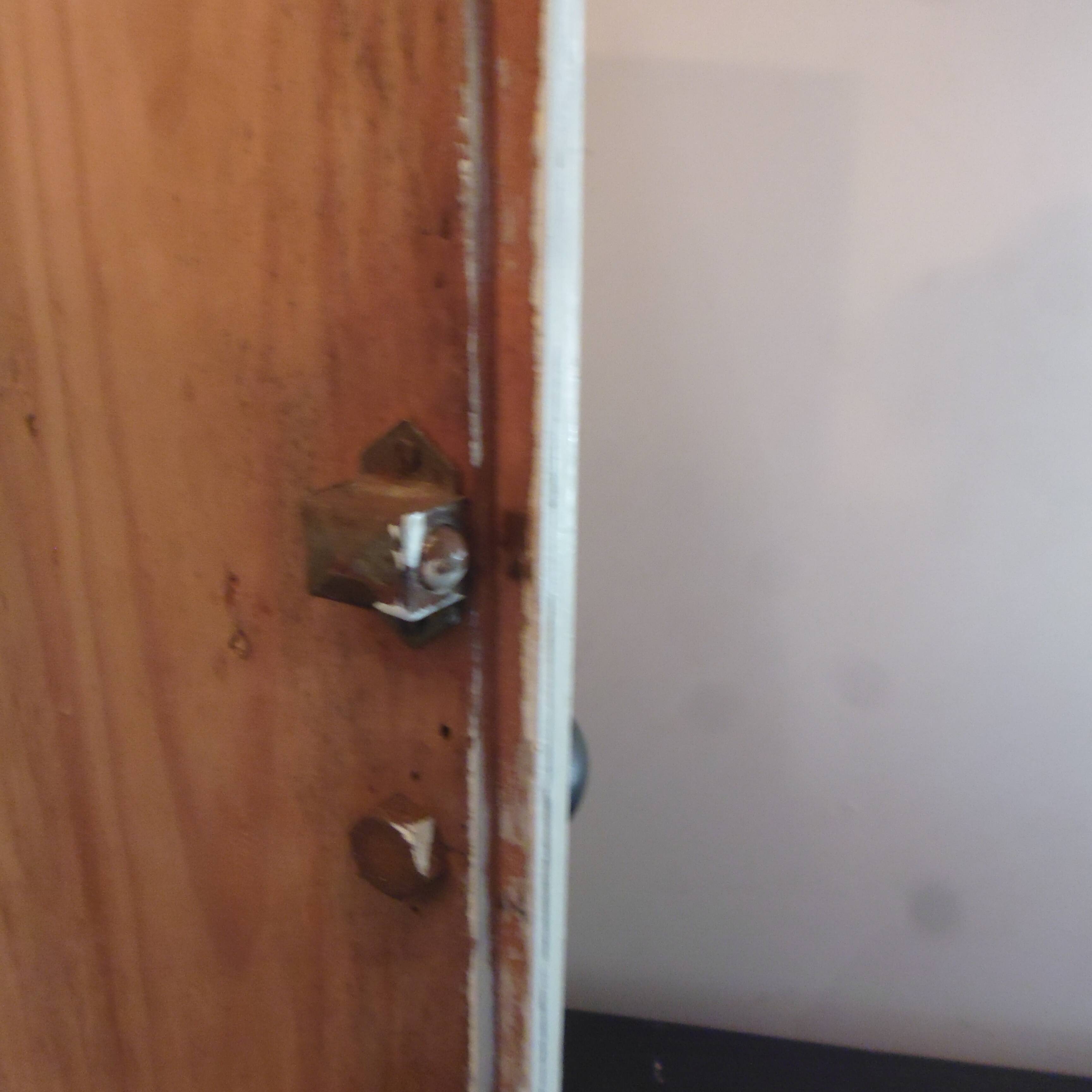 Former wooden medicine cabinet and mirror