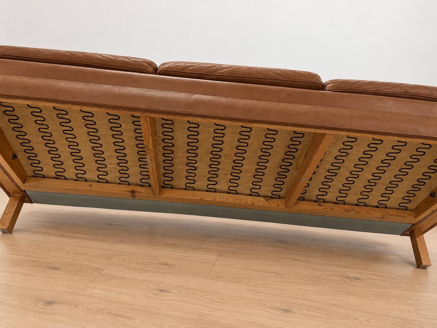 Vintage Scandinavian Peem Oy mid-century 3 person sofa in cognac leather 1960s