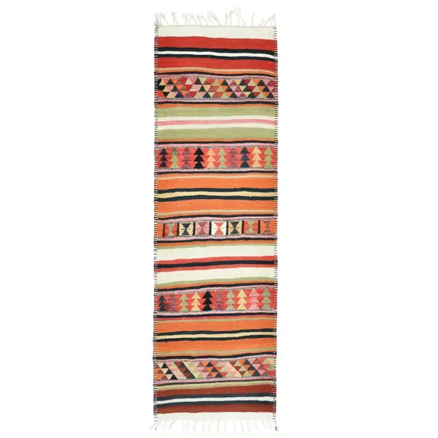 Vintage Turkish Oushak Handmade Wool Cotton Orange Runner Rug 97x315