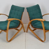 Paire de fauteuils en bois de hêtre courbé, design Jan Vaněk, années 1930.