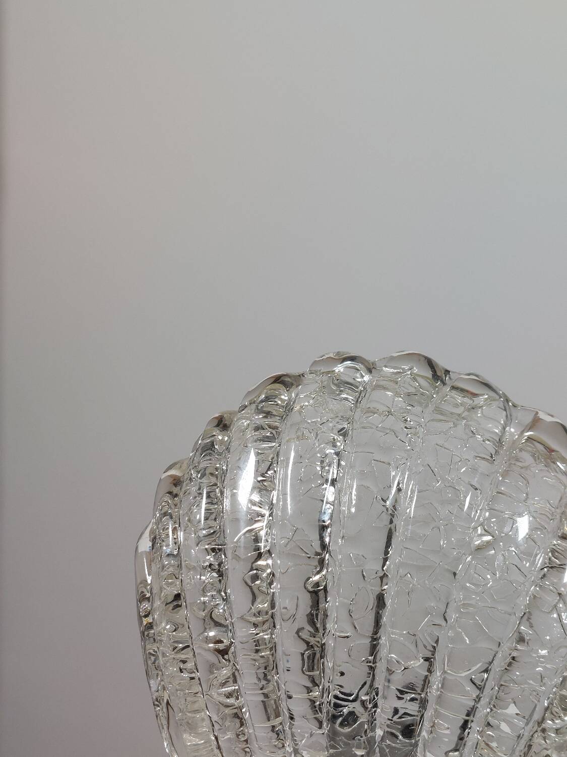 Vintage Murano craquelee glass chrome wall lamp