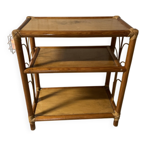 Etagère en bois et rotin,