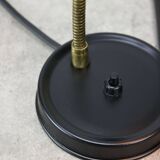 Mid-Century Italian Mini Gooseneck Table Lamp in Black and Brass