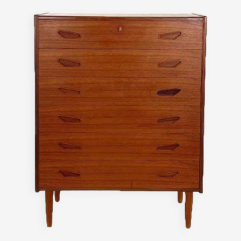 Vintage teak chest of drawers with triangular handles, Danish 1960s