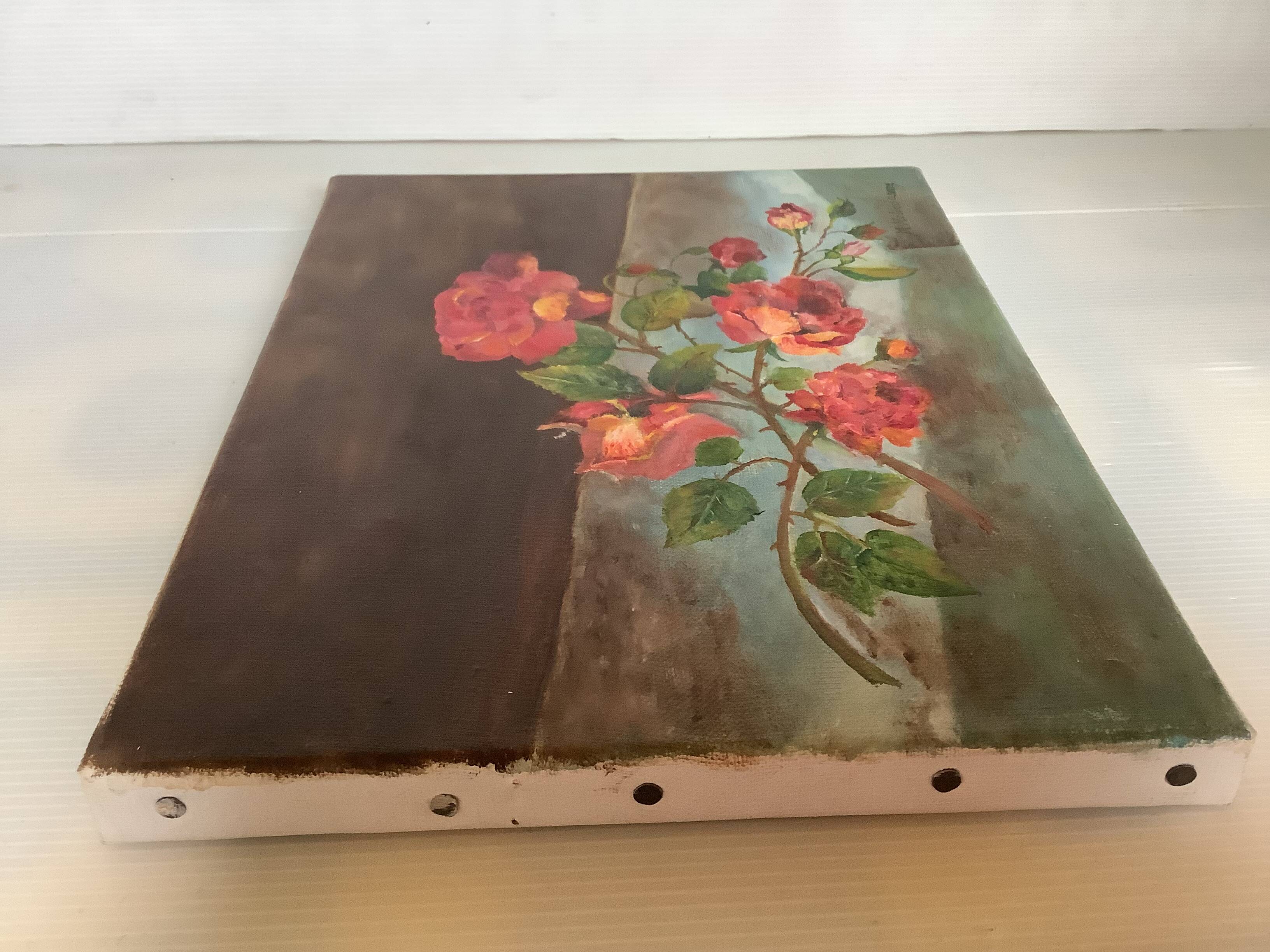 Tableau fleurs huile sur toile signée