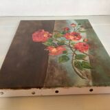 Tableau fleurs huile sur toile signée
