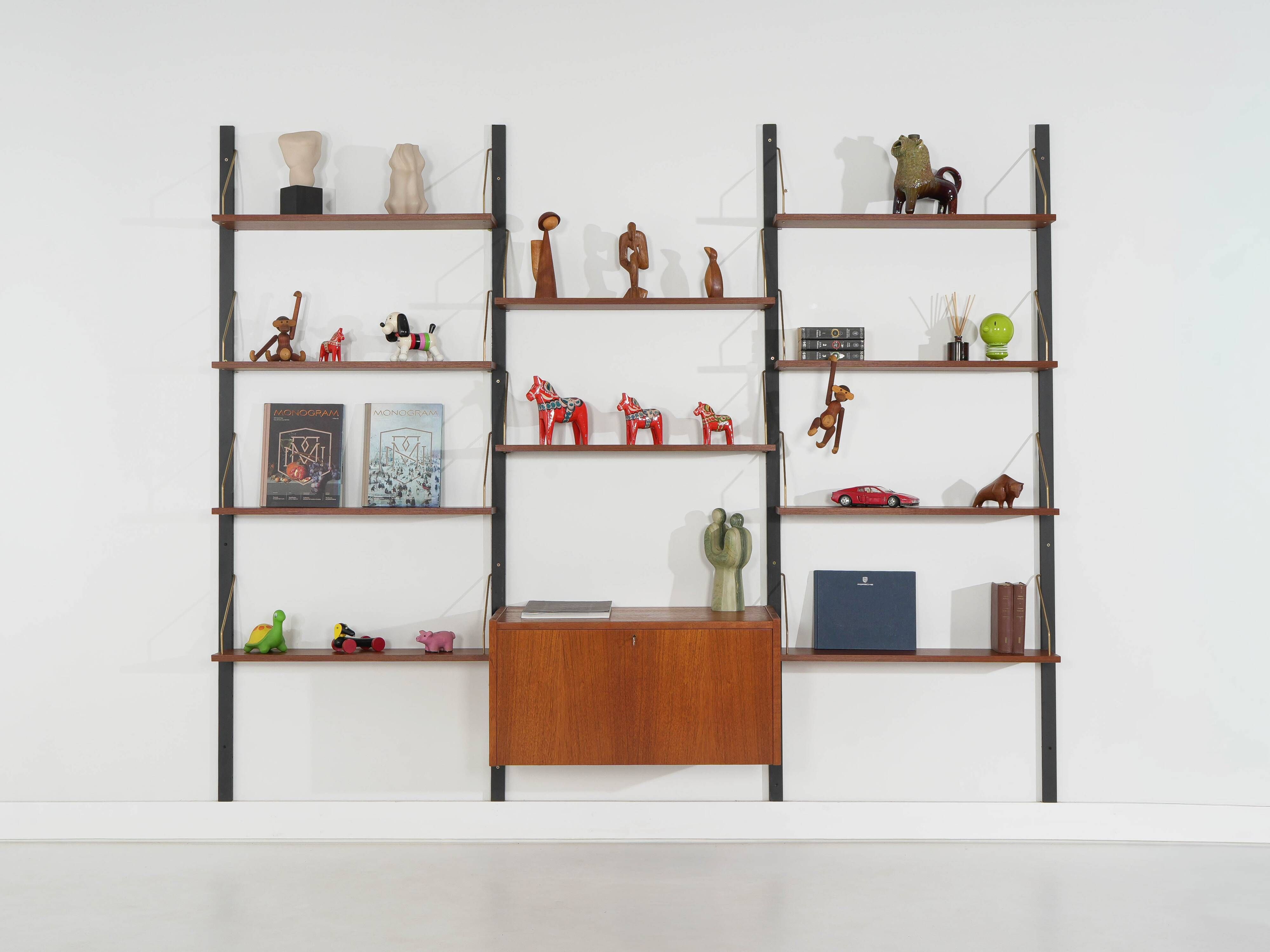 Modular shelving in teak veneer, Denmark, 1970s