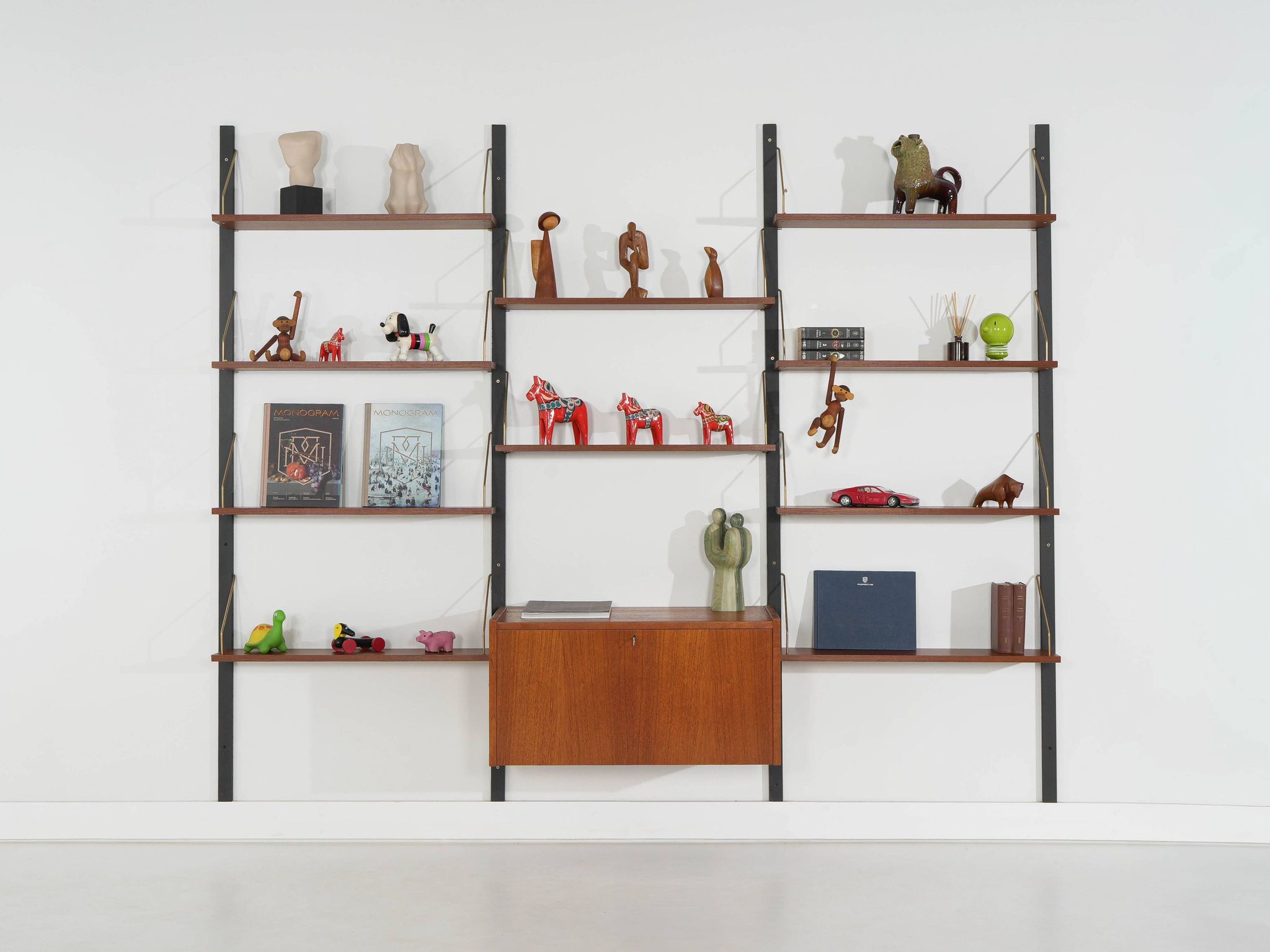 Modular shelving in teak veneer, Denmark, 1970s
