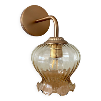 Vintage amber glass globe angled wall light