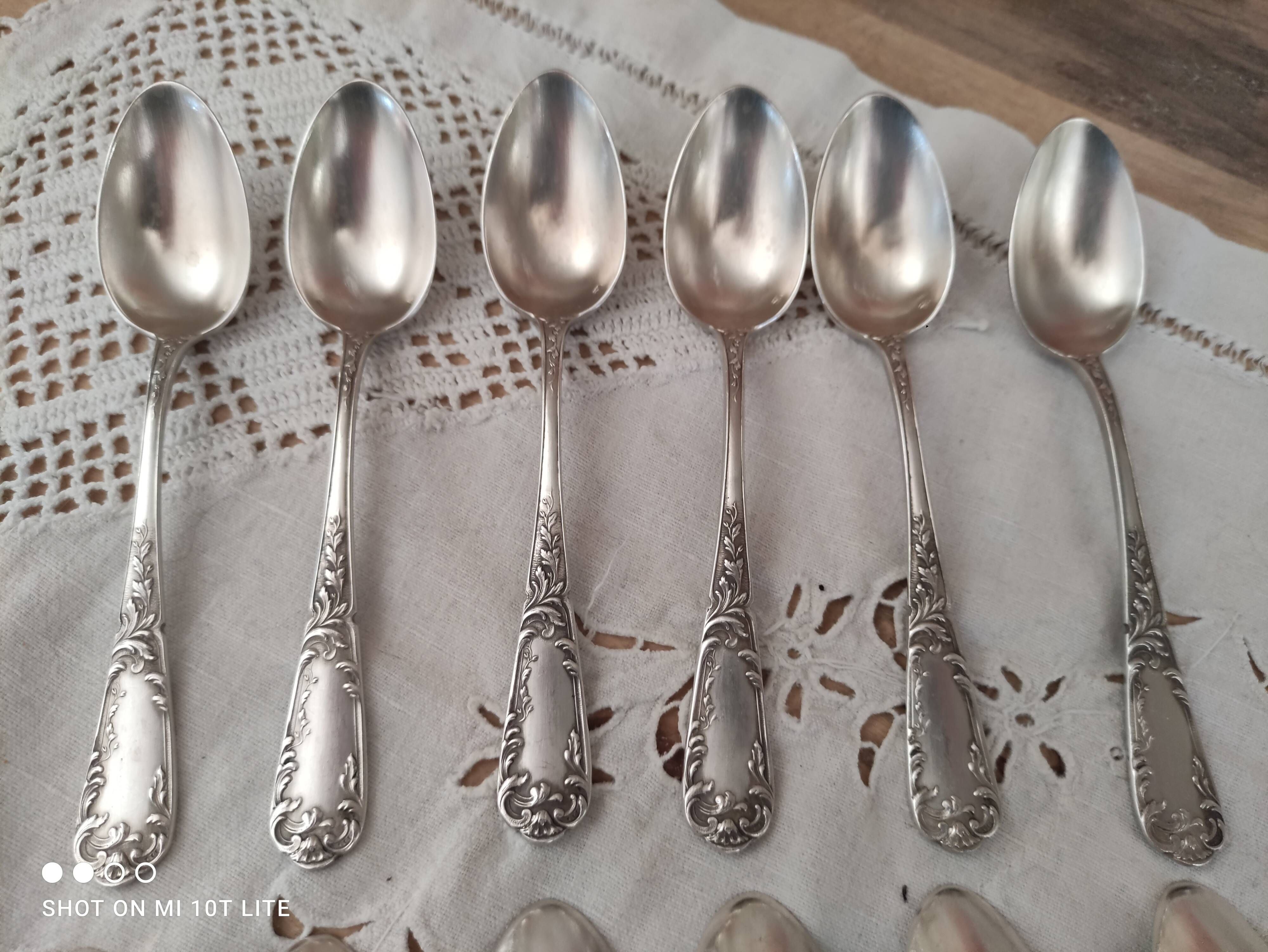 Lot of 12 small old spoons in silver metal
