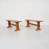 Scandinavian modern pinewood benches, 1960's