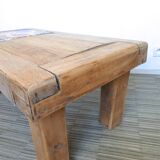 Solid wood and ceramic coffee table, 70s