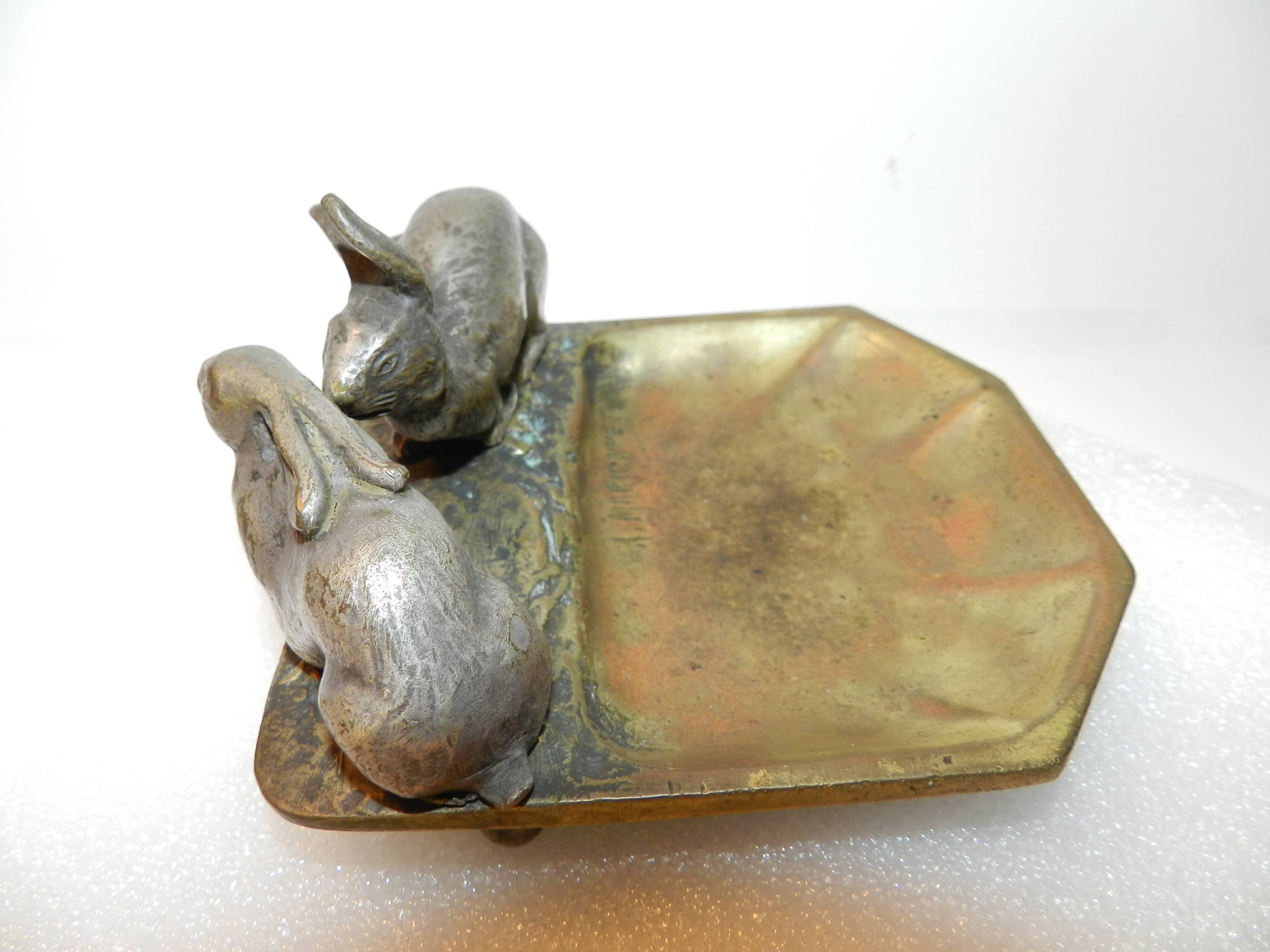 Bronze ashtray signed albert marionnet (1852-1910) art nouveau