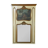 Painted Wooden Trumeau Mirror, Louis XV Style – Late 19th Century
