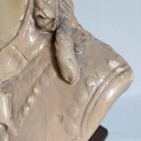 Bust of a woman "the elegant"XIXth in painted plaster signed on its solid wood base