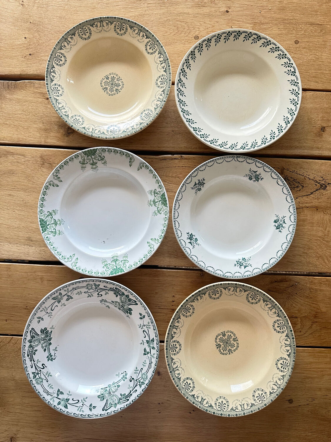 6 mismatched plates