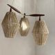 Scandinavian teak and rattan waterfall pendant light