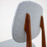 1960s Set of Three Oak Dining Chairs in Boucle, Czechoslovakia