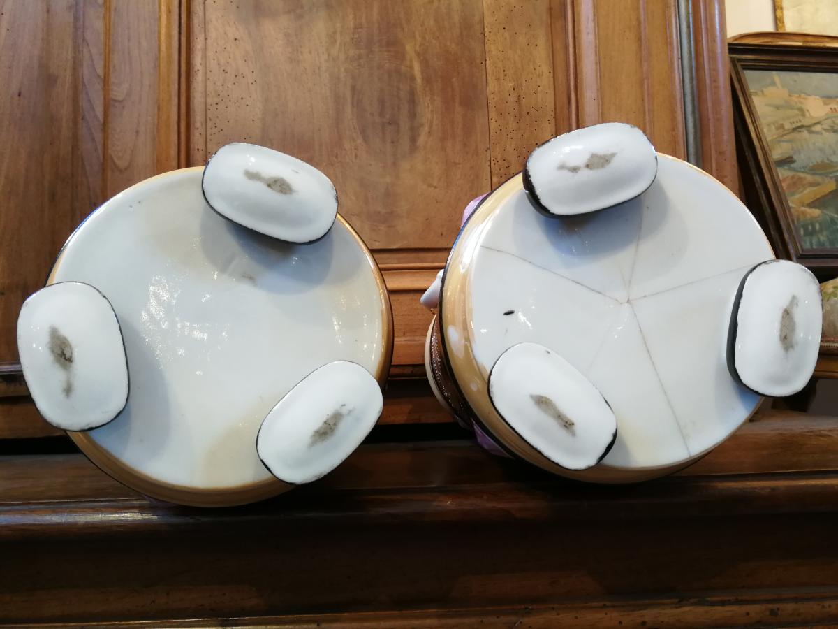 Pair of vases Egyptomania porcelain of Bayeux