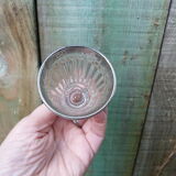Stemmed glass for antique glass liquor with silver sides and patterns