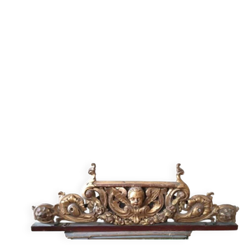 Large antique gilded and carved wooden frieze from the 19th century.