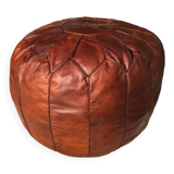 Round leather floor pouf