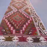 Old turkish narrow kilim runner 390x77 cm