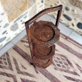 Foldable vintage exotic wood side shelf