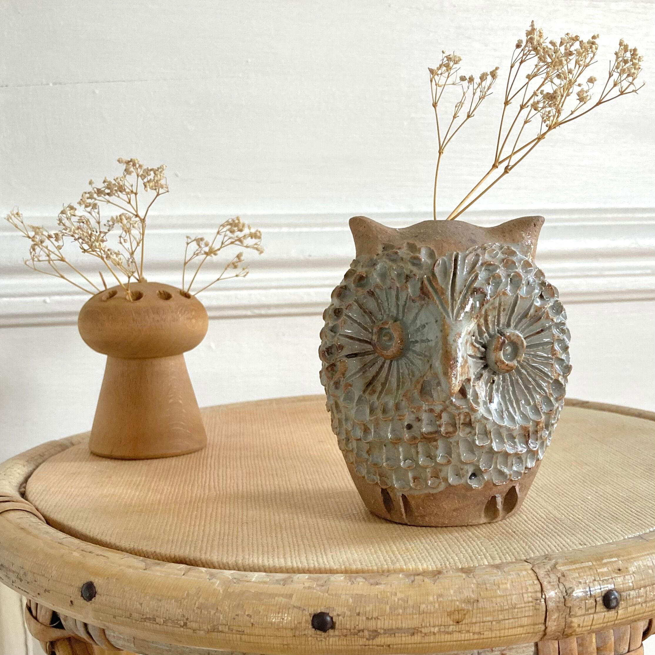 Pique flowers owl zoomorphic ceramic owl 70