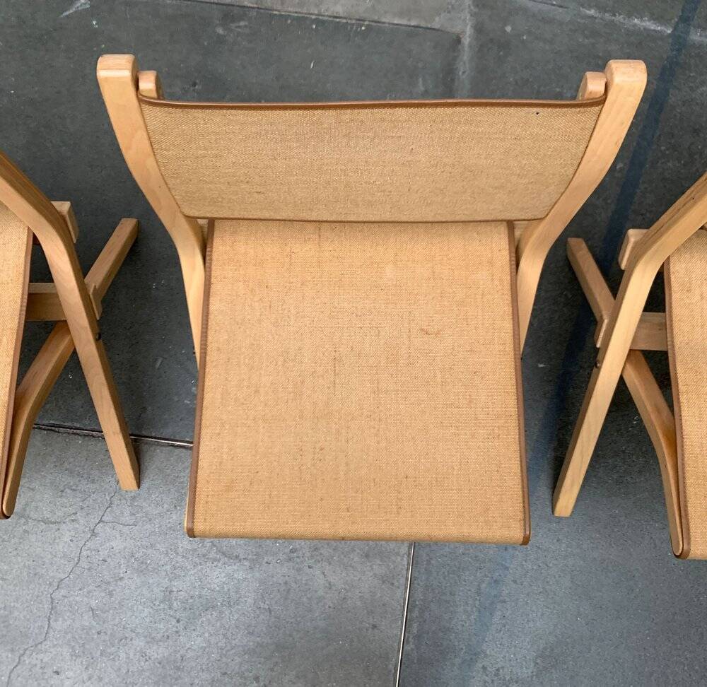 Vintage Italian folding chairs by Ilmari Tapiovaara for Olivo Italy, set of 3.