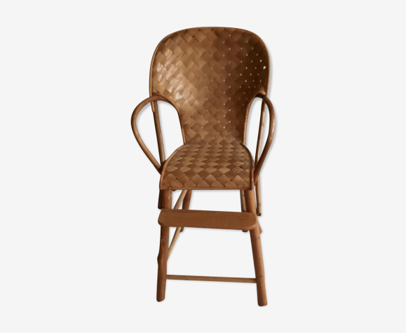 Chaise haute enfant en rotin