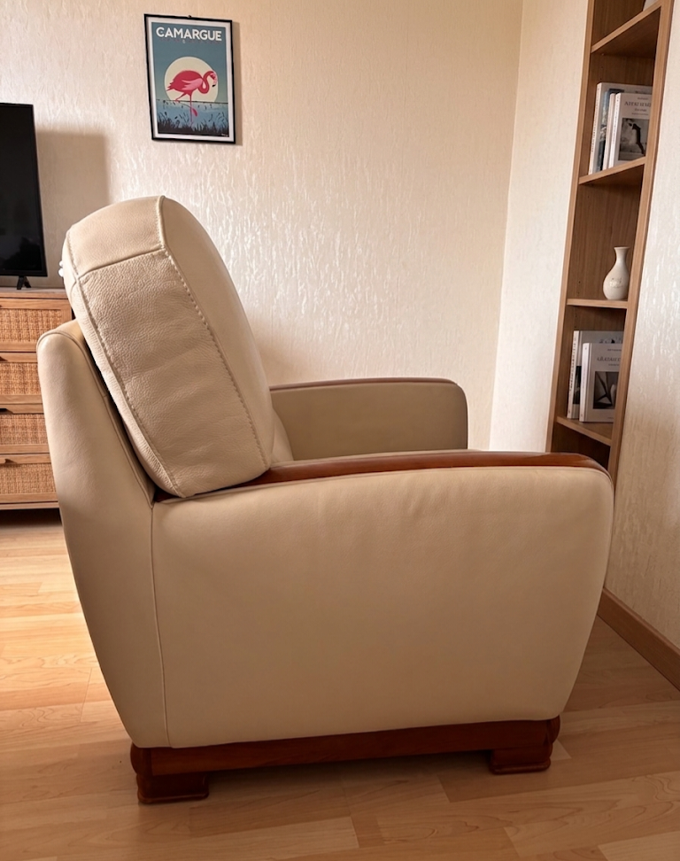 Fauteuil beige Bellino cuir camif meris