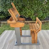 School desk with height-adjustable seat