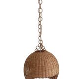 Rustic Wicker Pendant Lamp, Handcrafted in Spain, 40cm Diameter, 1970s