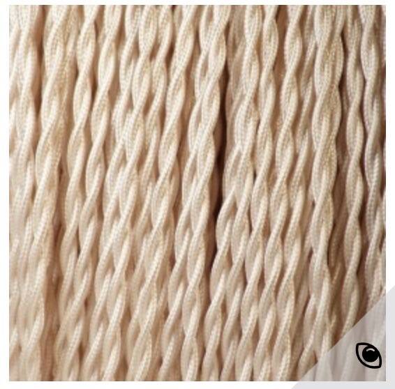 Wooden lamp, 2M fabric cable, cotton shade