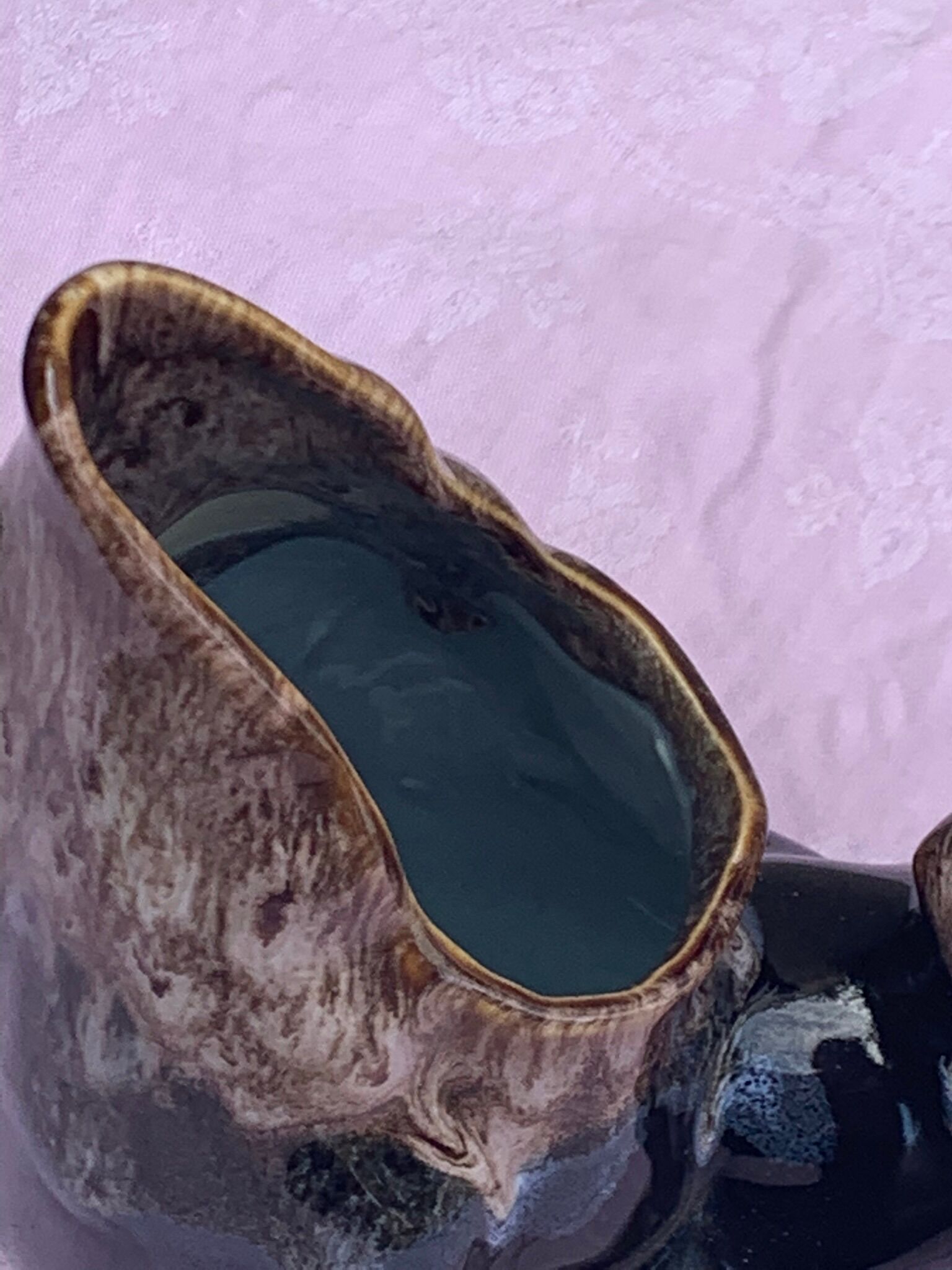 Vintage and numbered glazed ceramic decanter