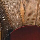 Pair of wooden and rattan armchairs, Louis XV style