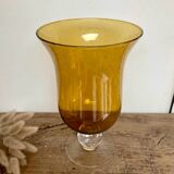 Amber bubble glass vase