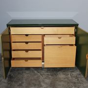 Italian emerald green and brass cabinet ,1970