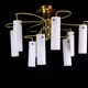 Suspension laiton et verre Opaline, de chez "Hillebrand", 1960