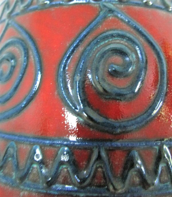 Pot céramique émaillée avec couvercle bois design allemand années 70