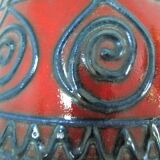 Enamelled ceramic pot with wood lid German design 70s