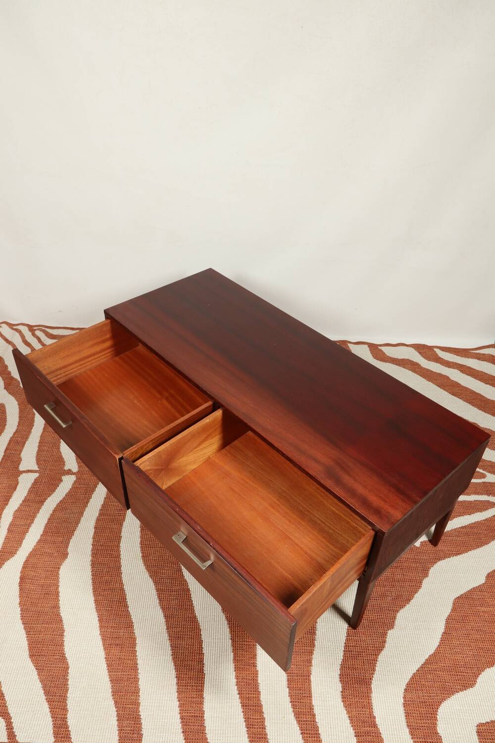 Vintage low board chest of drawers mid century modern design palisander color 1970