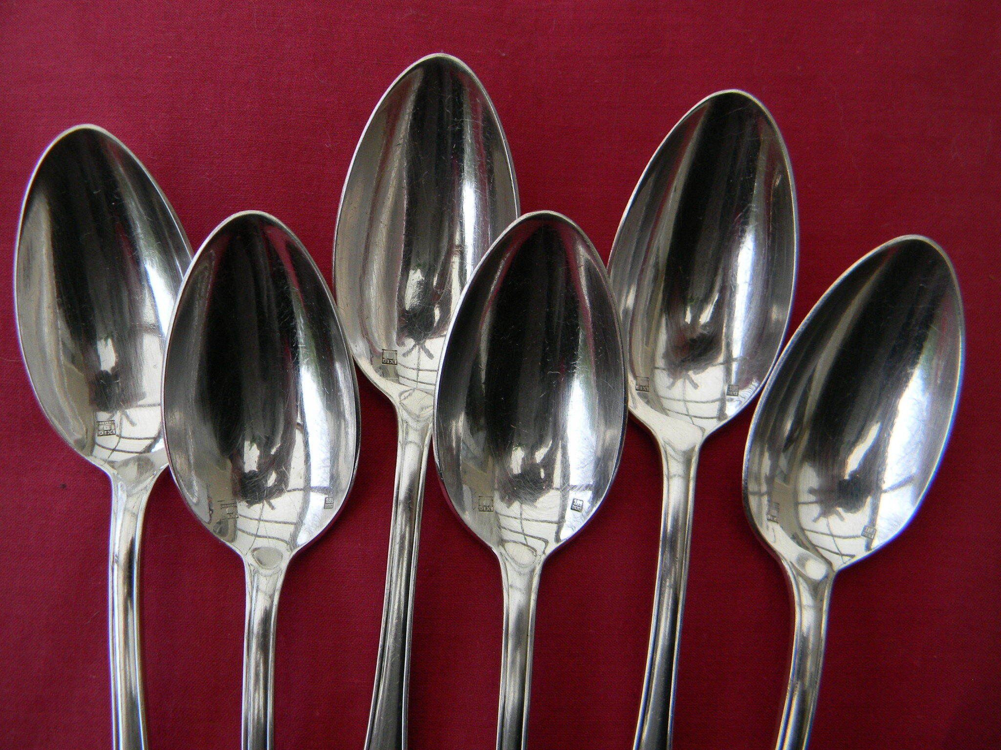 Lot de 6 cuillères à café en métal argenté Dixi